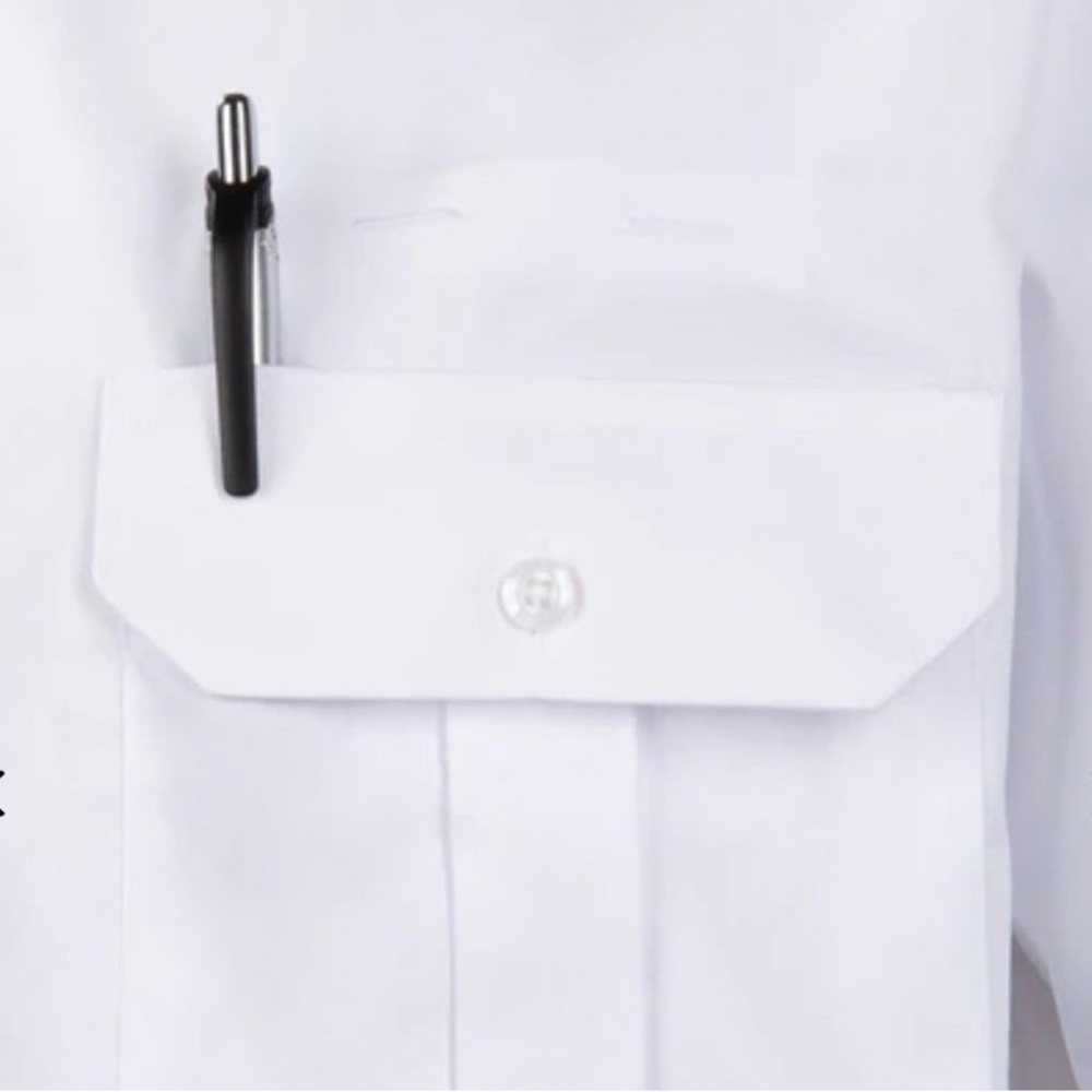 M&H Sterling Flap Pocket Short Sleeve Tapered Shirt w/Eyelet. Size 17 - Picture 6 of 12